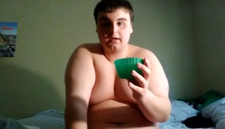 ChubbyVirginBi jerks off and drinks his own cum