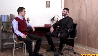 Priest spanks boys ass and plugs a dildo inside his ass