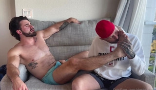 Long Haired Muscle Tops Fucks Hoodie Wearing Bottom