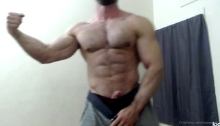 Alpha Hairy Bodybuilder with Perfect Pecs Muscle Worship Solo (3 of 4)