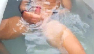 Risky Masturbation in Spa Balcony Hot Tub Water - Big Hard Cock Underwater Jerk & Cum