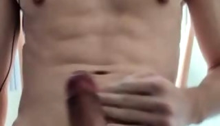 Asian hunk edged himself