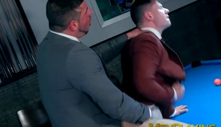 Classy bearded hunk doggystyle fucks man in suit Lukas Daken