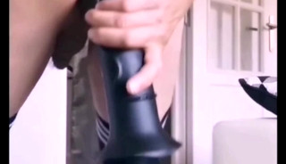 Stretching with my favorite dildo