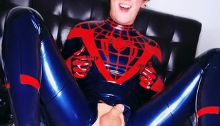 spider-man gets fucked by automatic dildo
