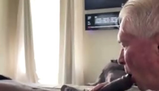 Naughty Grandpa Slurps Down Big Young Cock
