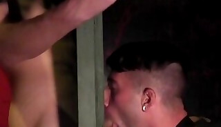 Twink subdued into sucking cock before being blown himself