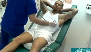 Sam has to touch Dr Daddy dick for comfort during his exam