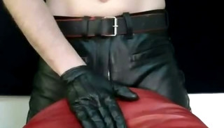 Red Leather Ass Driving Her Man Crazy