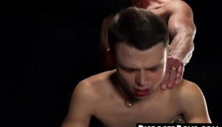 Little sub lubing precum while hammered by muscular dom