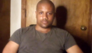 Black dude strokes and eats cum