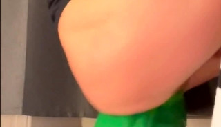 Twink with huge green toy