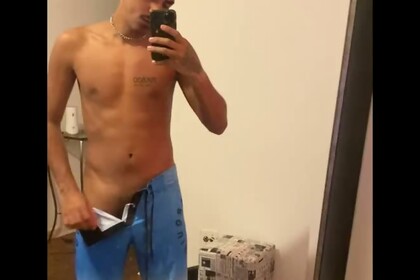 big dick showing off in the mirror
