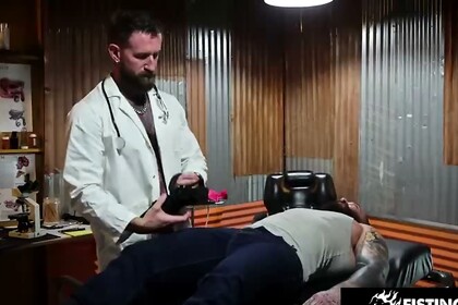FISTING INFERNO - Twink Sub Gets Rough CBT from Dom Doctor and His Bearded Assistant