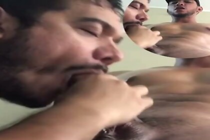 Latino man leaves his wife to taste my lips on his monstrous cock!!
